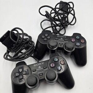 Official Sony PlayStation 2 Wired PS2 Controllers SCPH-10010 Tested OEM Lot of 2